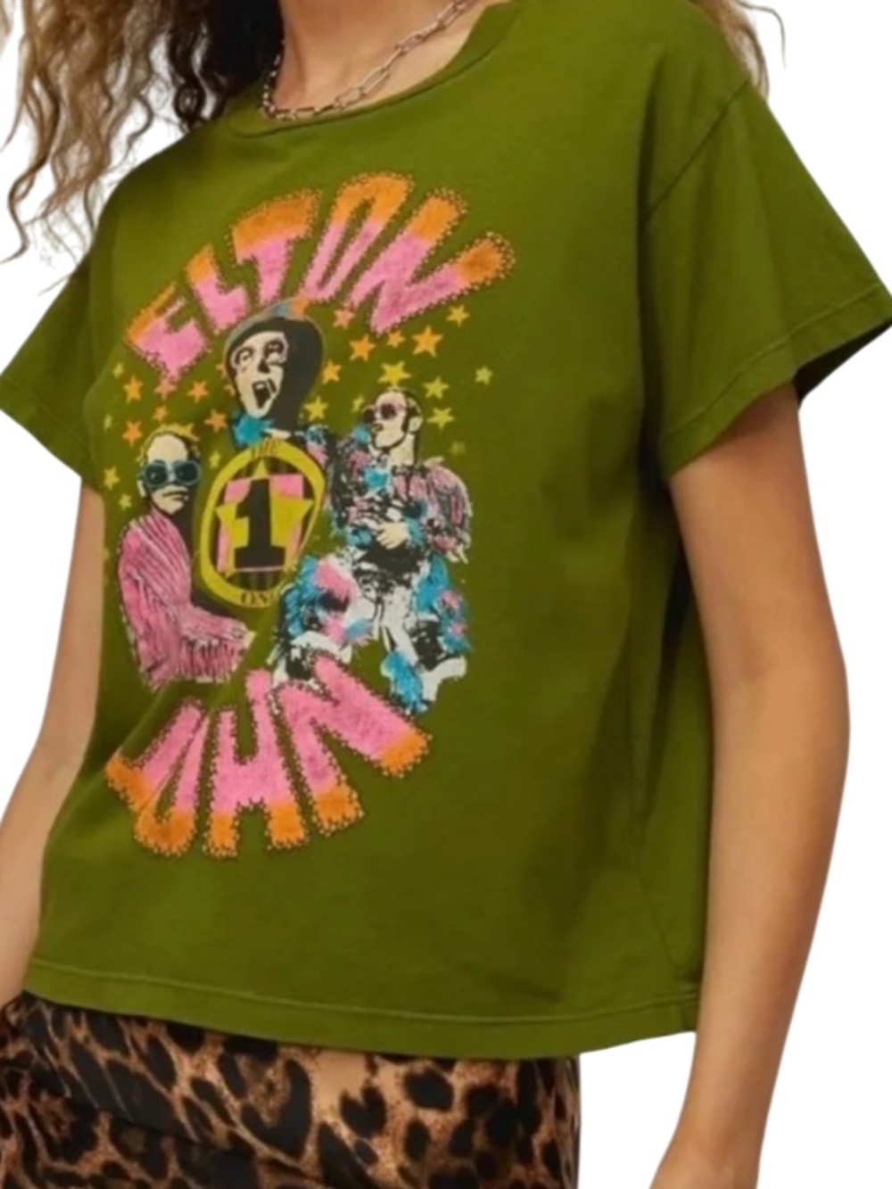 Daydreamer Elton John "The One" Solo Tee in Olive Green Small Size